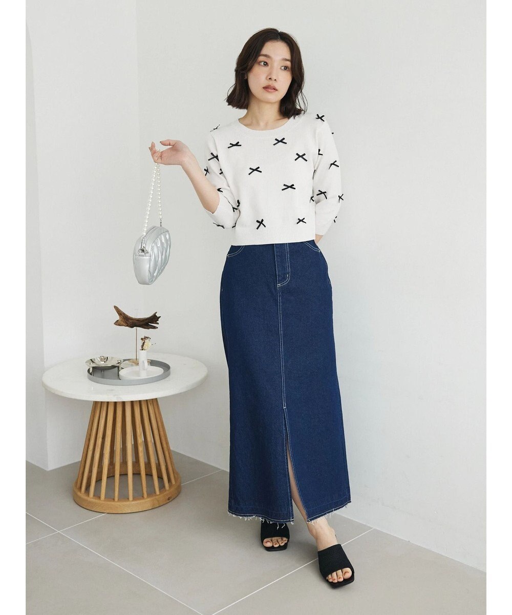 Green Parks ・ＡＮＤ　ＳＥＡＲＣＨ　メニーリボン５分袖ニット 