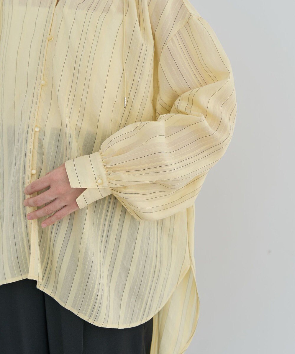 Green Parks ドロストネックシアーストライプチュニック 