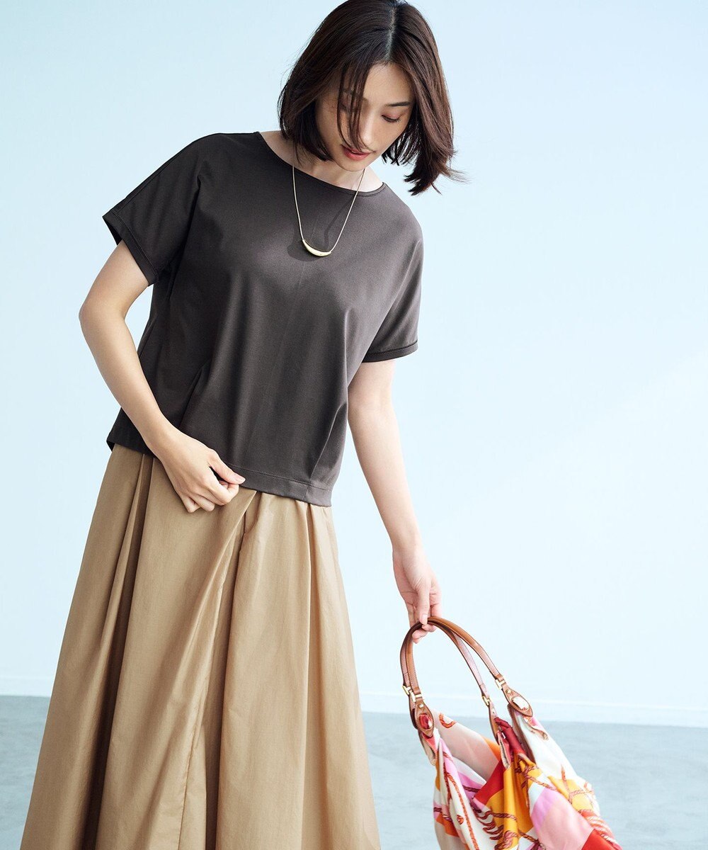 J.PRESS LADIES 【WEB限定カラーあり・洗える】コットンスムース フレンチスリーブ カットソー 