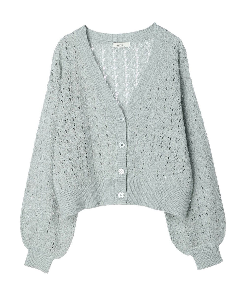 earth music&ecology 透かし編みテープヤーンカーディガン 