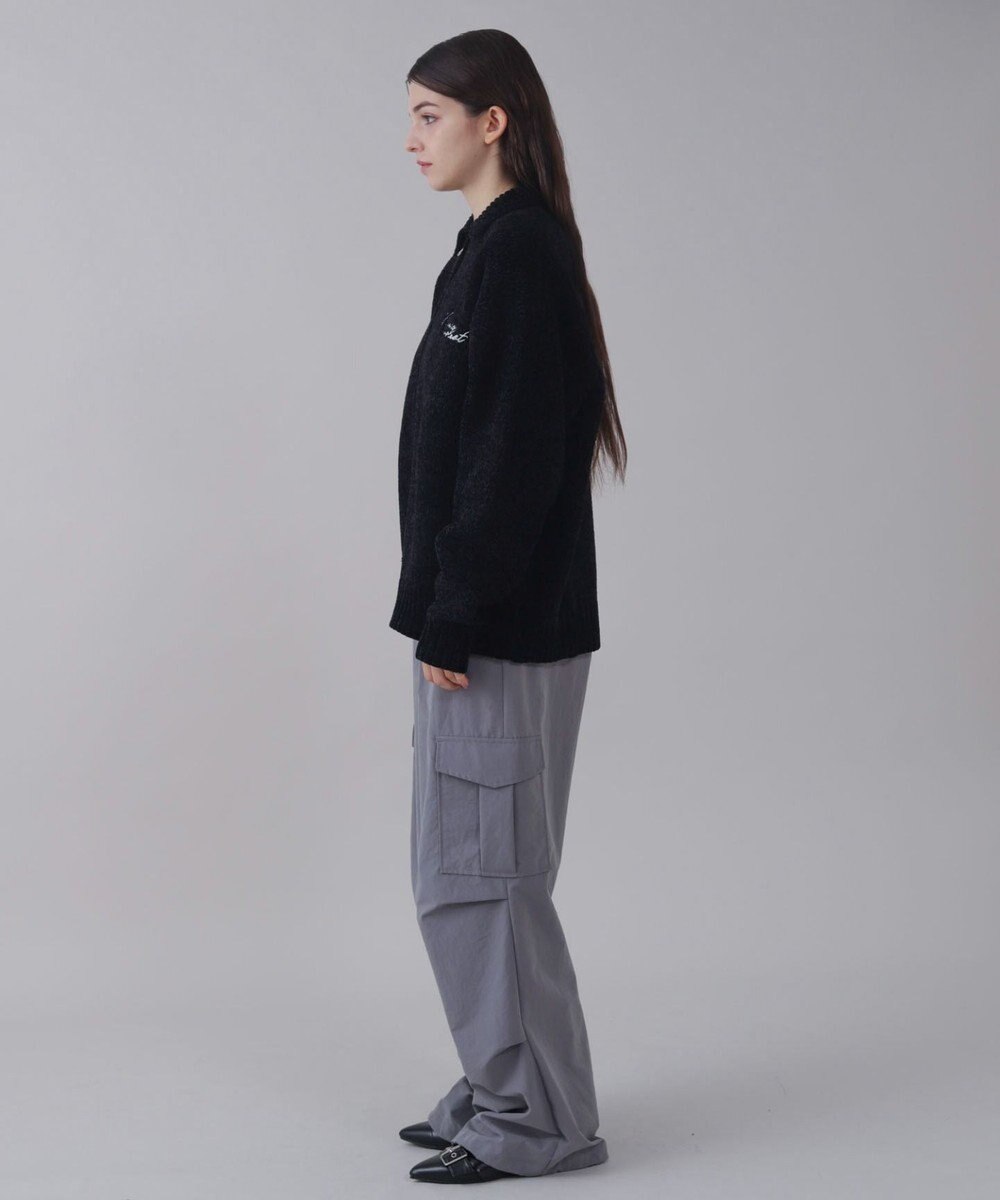 WEGO 【ユニセックス着用ITEM】ベロアモールワンポイントZIPカーディガン 