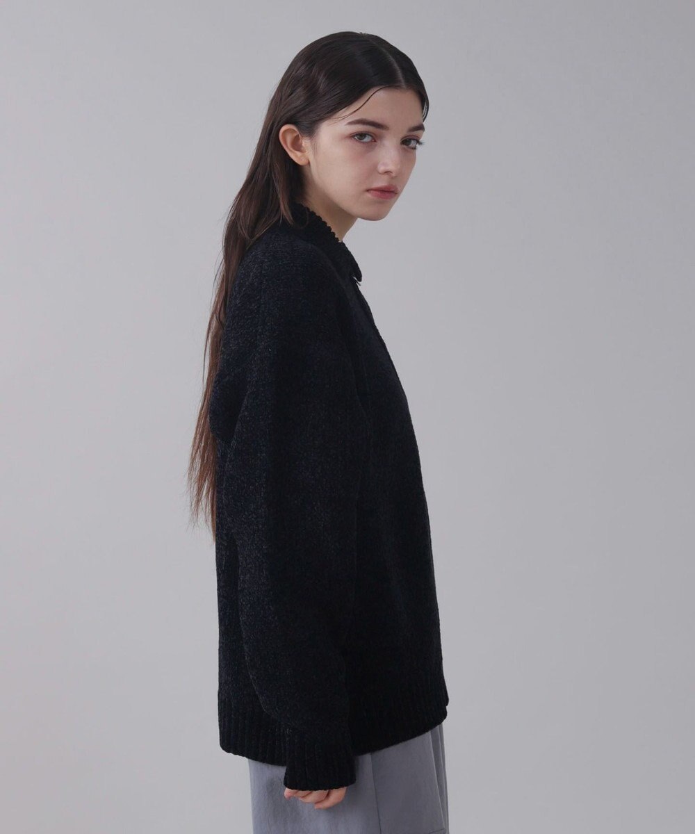 WEGO 【ユニセックス着用ITEM】ベロアモールワンポイントZIPカーディガン 