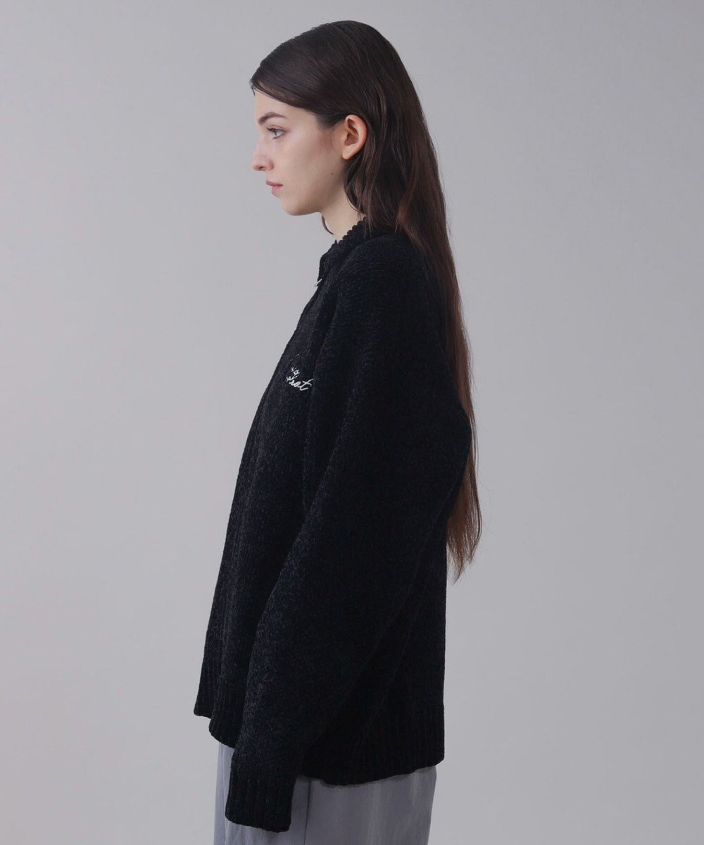 WEGO 【ユニセックス着用ITEM】ベロアモールワンポイントZIPカーディガン 