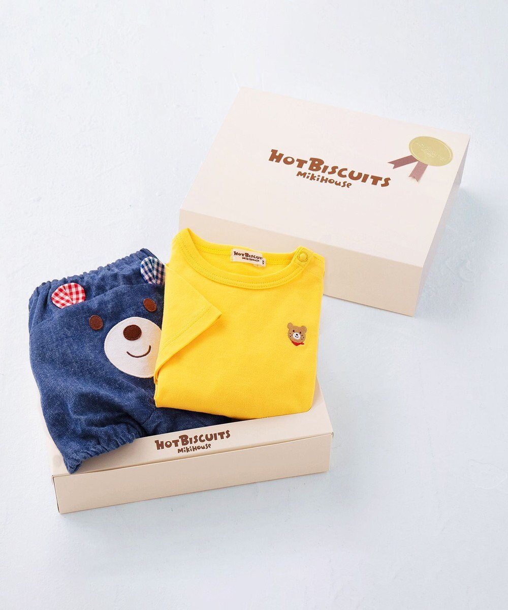 MIKI HOUSE HOT BISCUITS ワンポイント半袖Tシャツ＆顔ドンブルマギフトセット【BOX付き】 