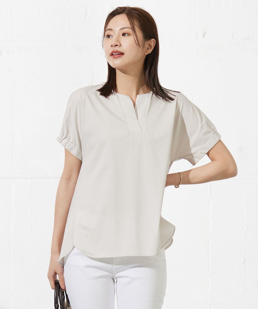 J.PRESS LADIES L 【接触冷感】プレーティングジャージー フレンチスリーブ カットソー 