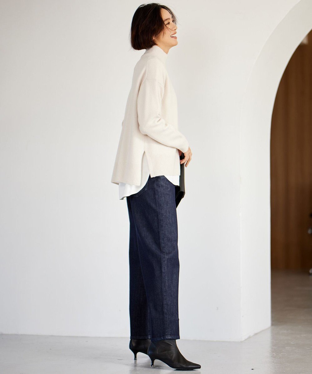 自由区 【洗える】ウールカシミヤブレンドハイネック ニット 