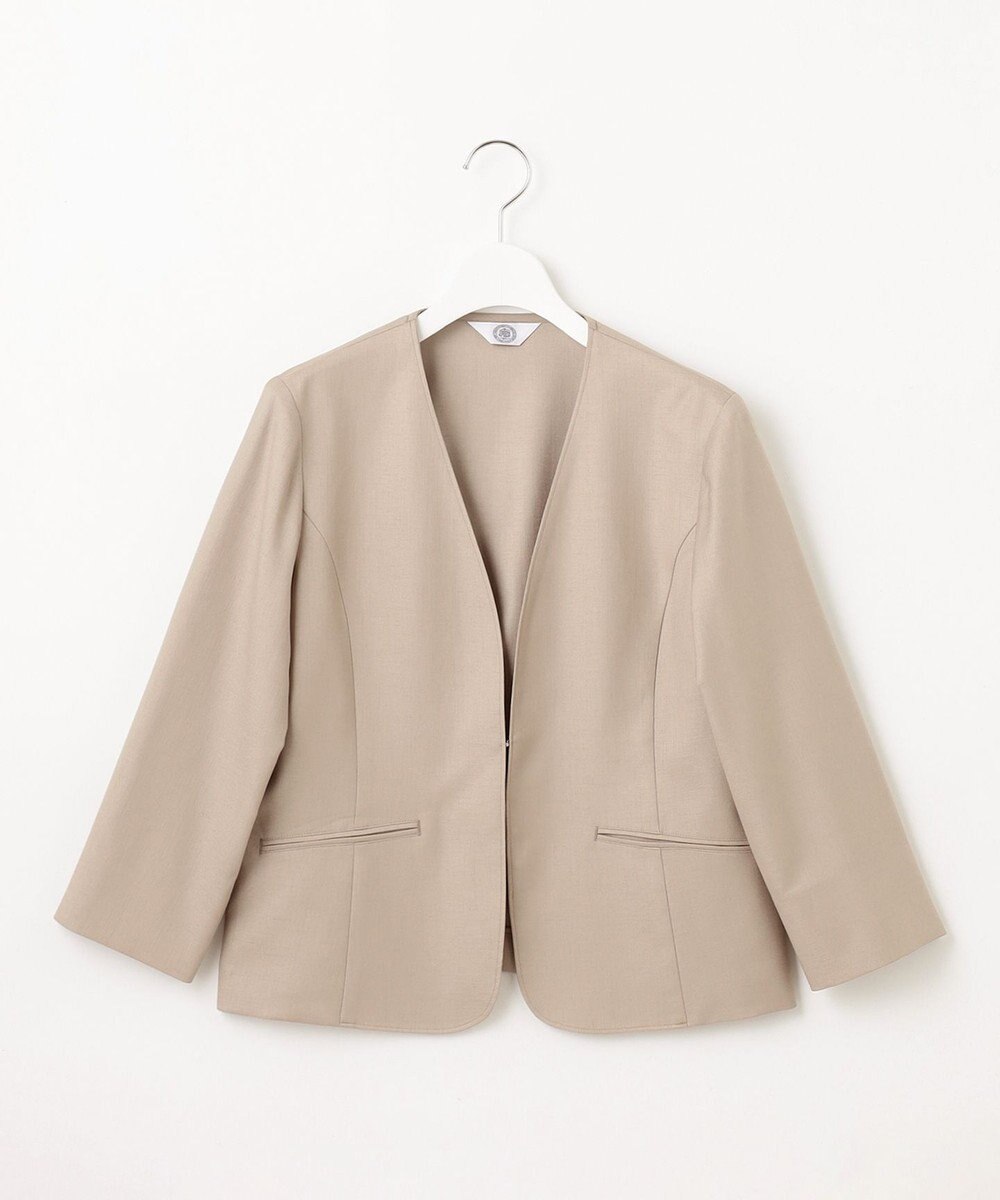 J.PRESS LADIES S 【セットアップ対応・洗える・UVケア・速乾】 OXIJEWELストレッチ ノーカラー ジャケット 