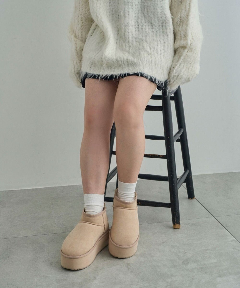 WEGO 【暖かい】厚底ショートFムートンブーツ 