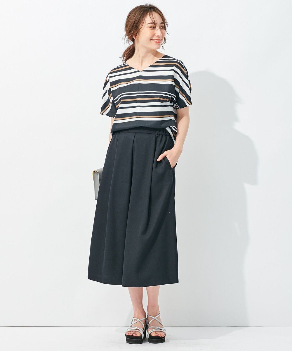 自由区 【接触冷感・速乾・UVカット・撥水・防シワ】リネンライクツイル プルオーバーブラウス 