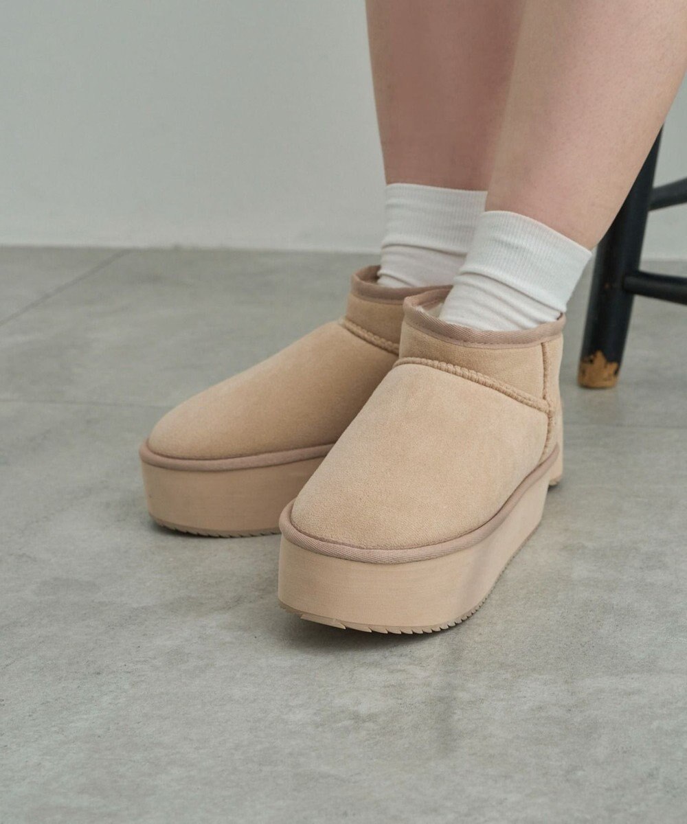 WEGO 【暖かい】厚底ショートFムートンブーツ 