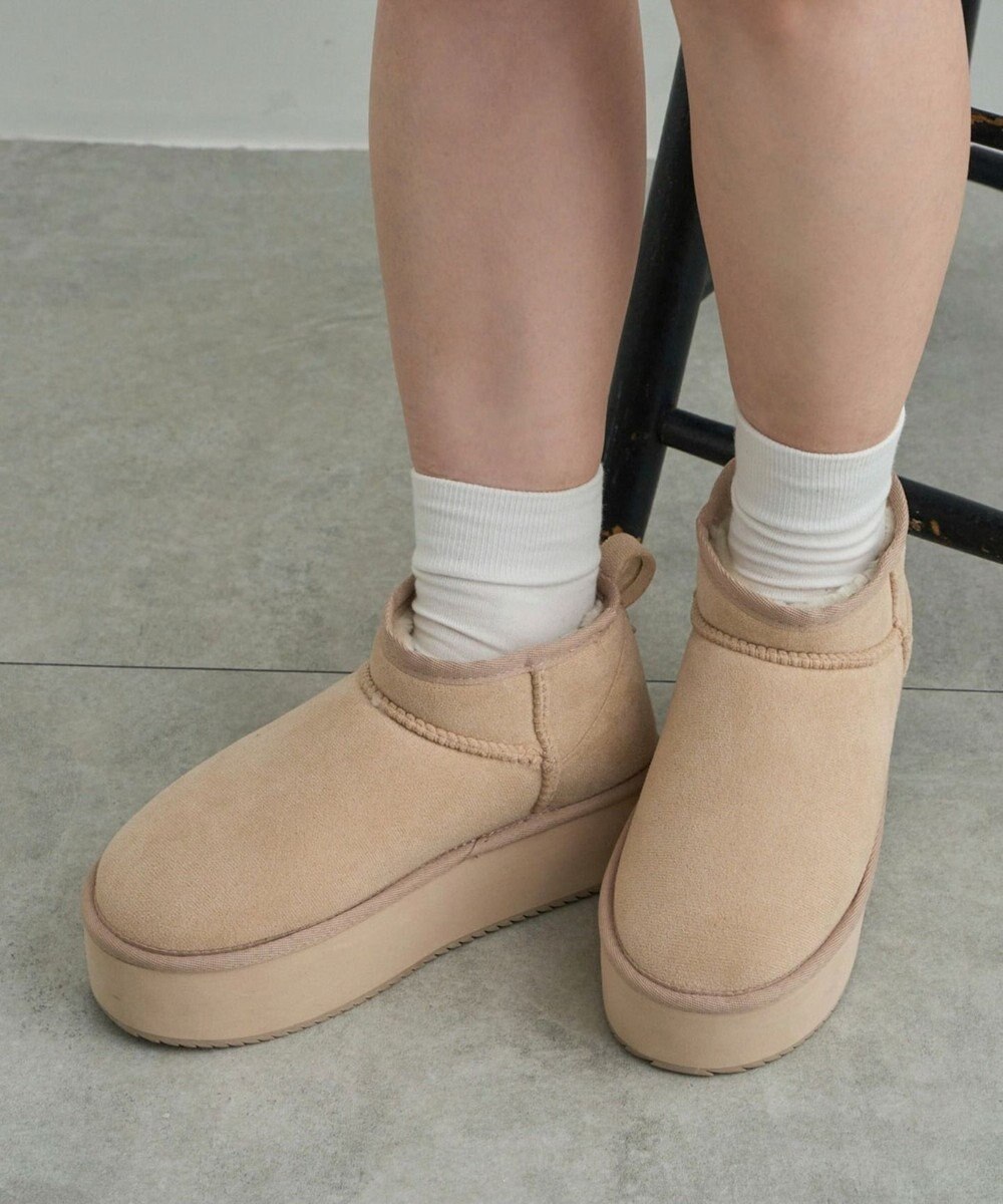 WEGO 【暖かい】厚底ショートFムートンブーツ 