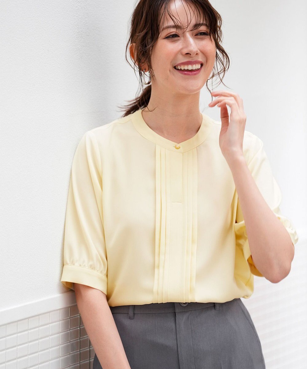 ANY SIS バンドカラーフロントタック ブラウス 