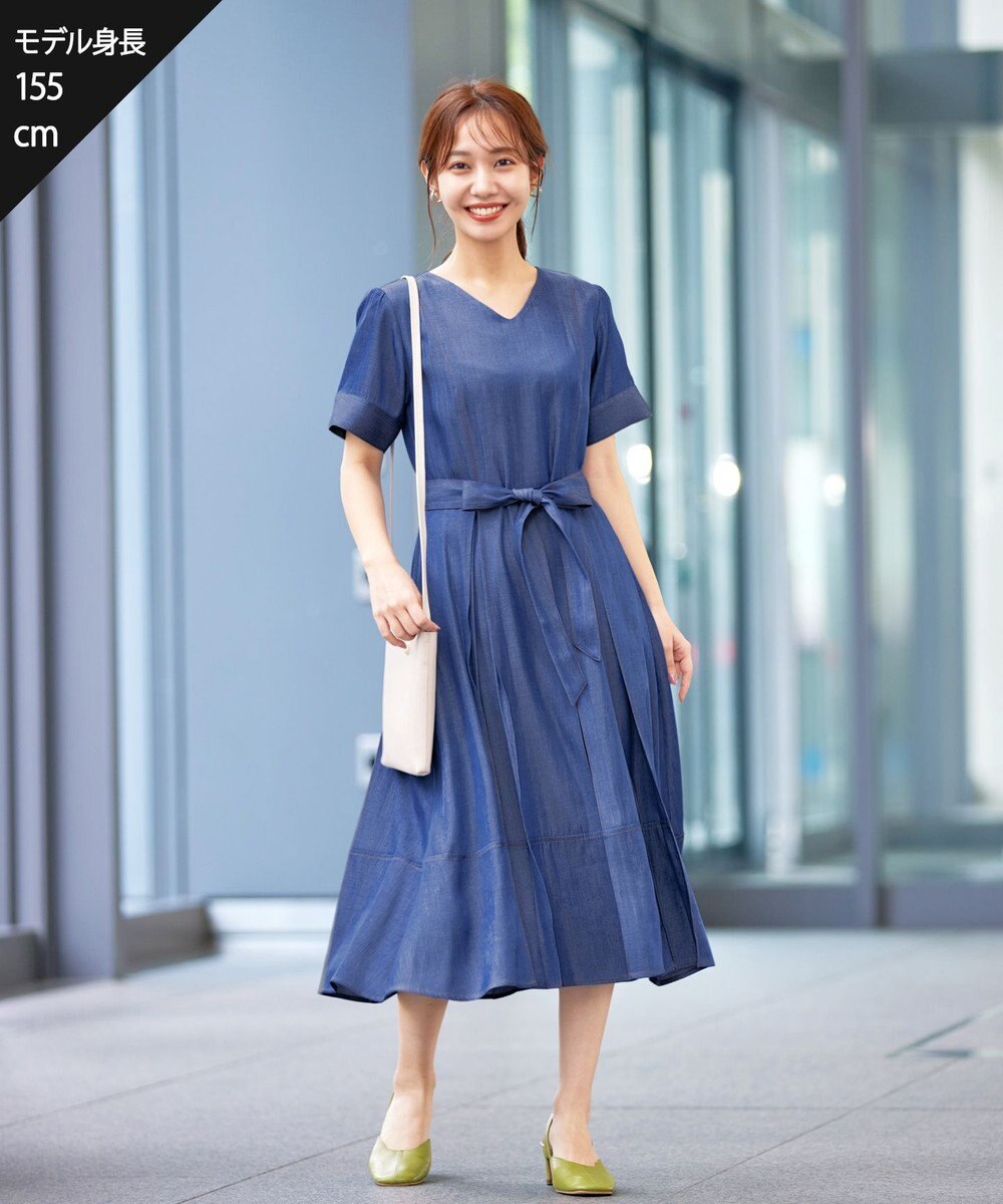 Tiaclasse デニムフレアワンピース 