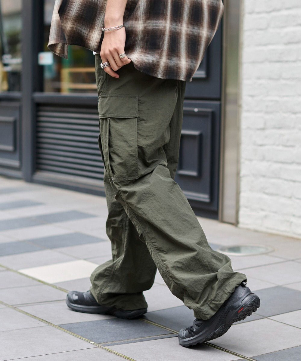 WEGO 【ウエストゴム/MLサイズ展開】ナイロンイージーカーゴパンツ 