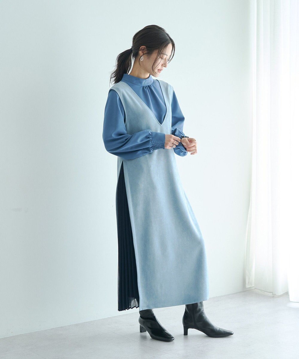 YECCA VECCA 【2点SET】ブラウスセットプリーツMIXジャンスカ 