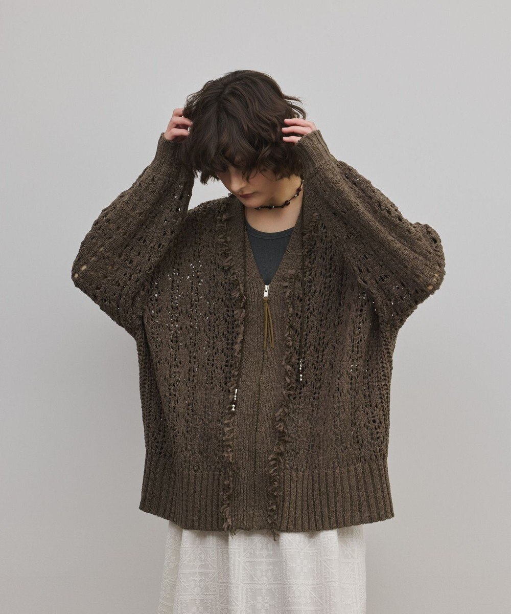GRACE CONTINENTAL zipミドルニットカーディガン 
