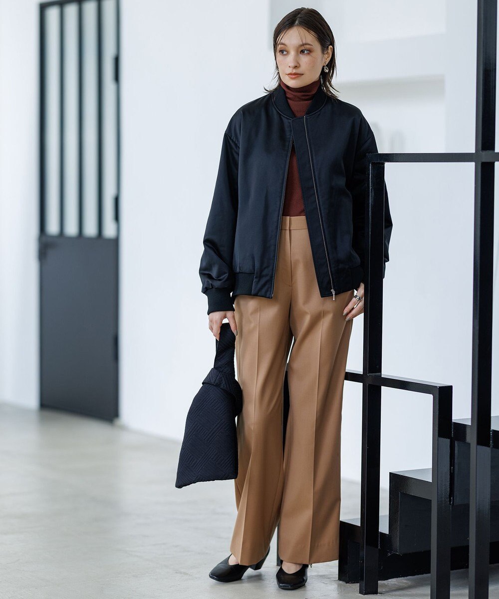 ICB 【洗える】T/Wブロード ワイドストレートパンツ 