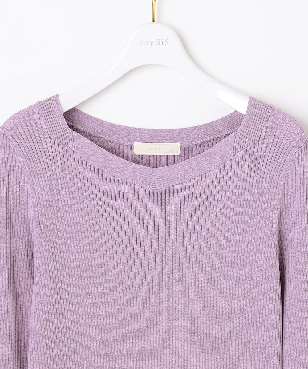 ANY SIS 【洗える】ネックポイントリブ ニット 