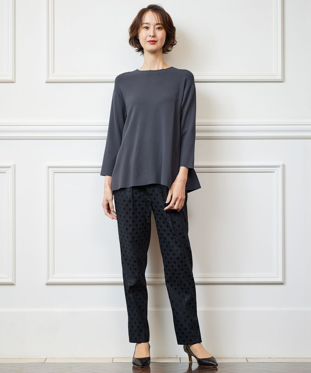 自由区 【洗える】レーヨンポリエステルスムース ペプラムニット 