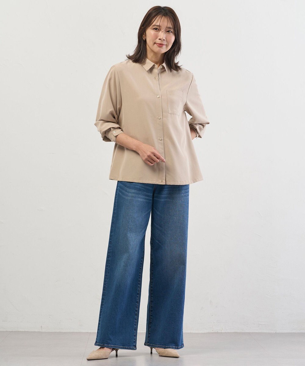 J.PRESS LADIES 【洗える】BASIC STRETCH DENIM ワイド ストレート デニム 