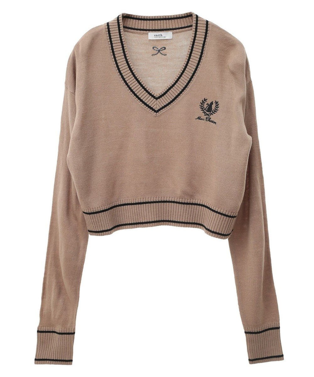 earth music&ecology キャットロゴショートニットプルオーバー 