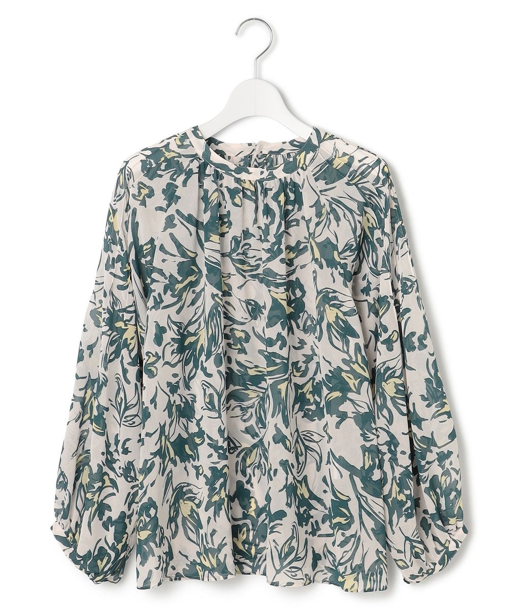 23区 【洗える】ニュアンスフラワー プリント ブラウス 