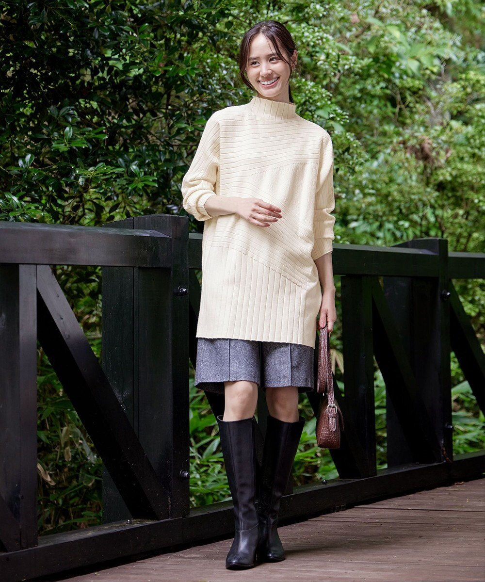 Tiaclasse 【新色追加・洗える】ランダムリブ編みドルマンニットチュニック 