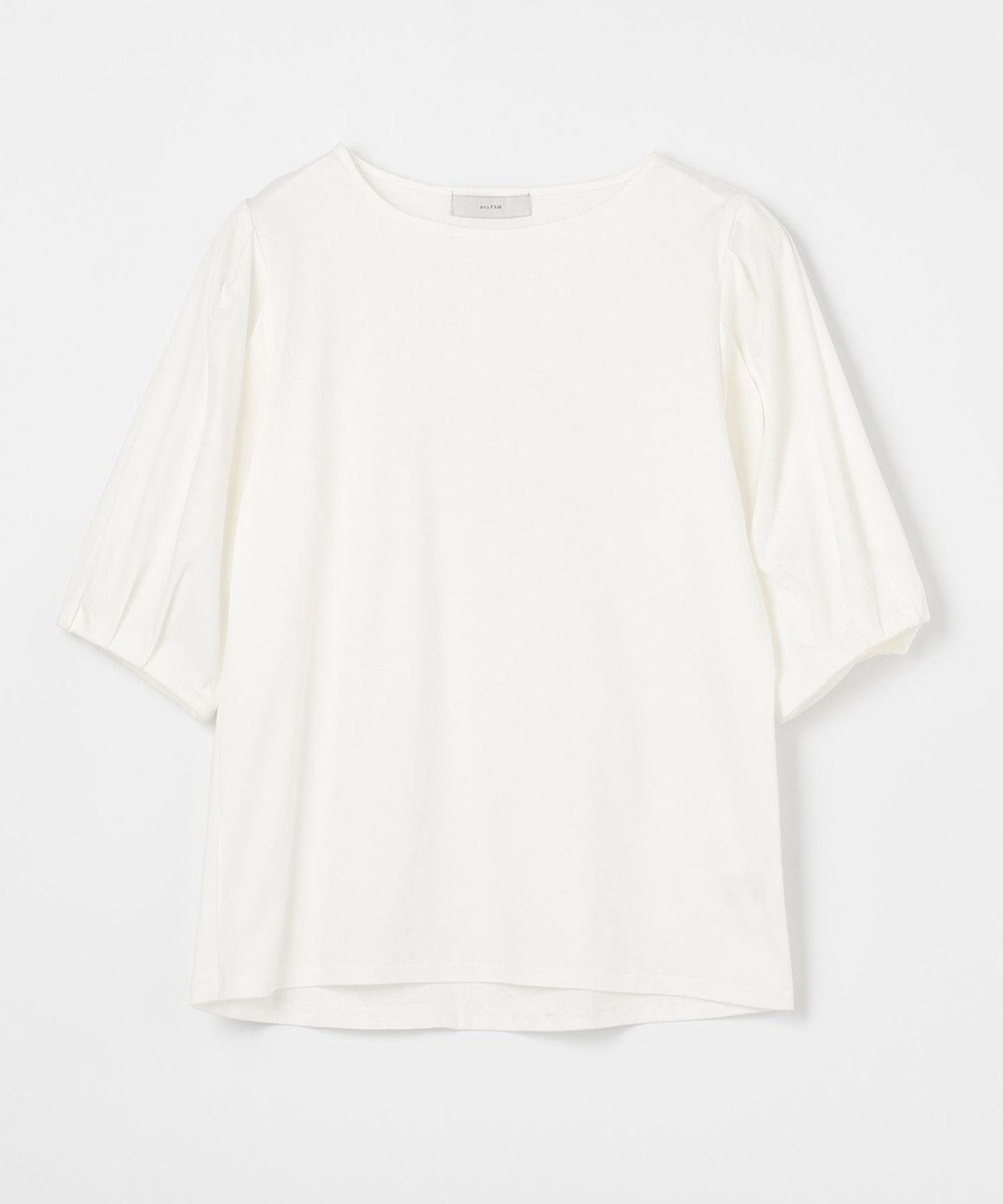 ANY 【WEB限定・接触冷感】シルケットスムース ギャザーパフスリーブトップス 