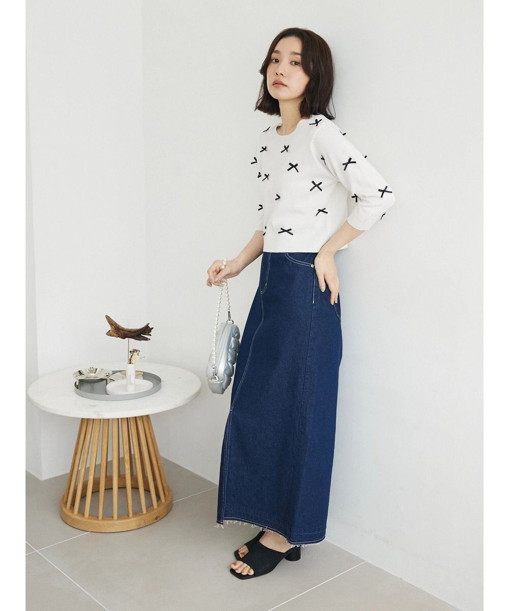 Green Parks ・ＡＮＤ　ＳＥＡＲＣＨ　メニーリボン５分袖ニット 