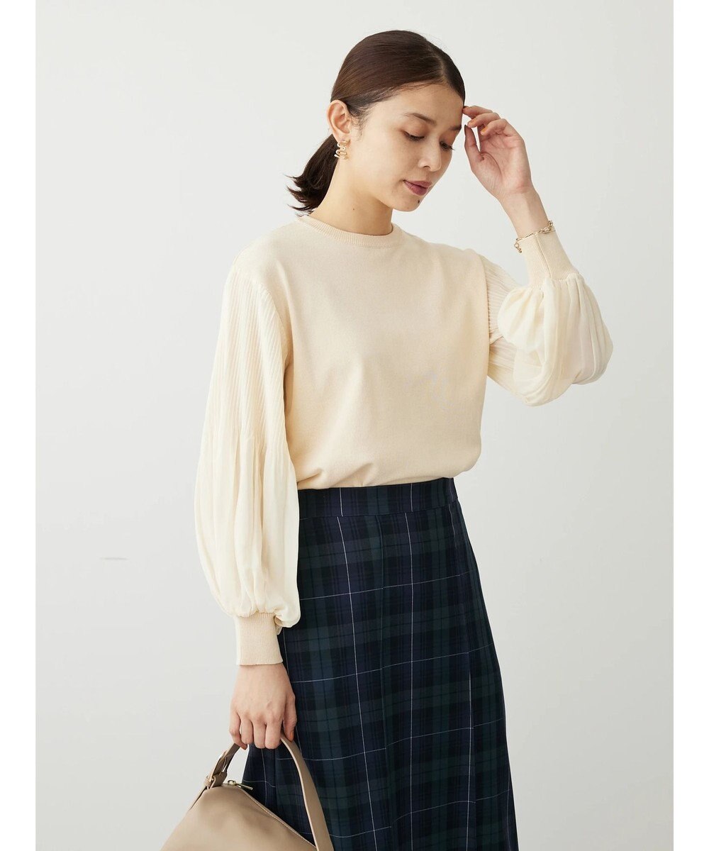 Green Parks プリーツ袖ニットプルオーバー 