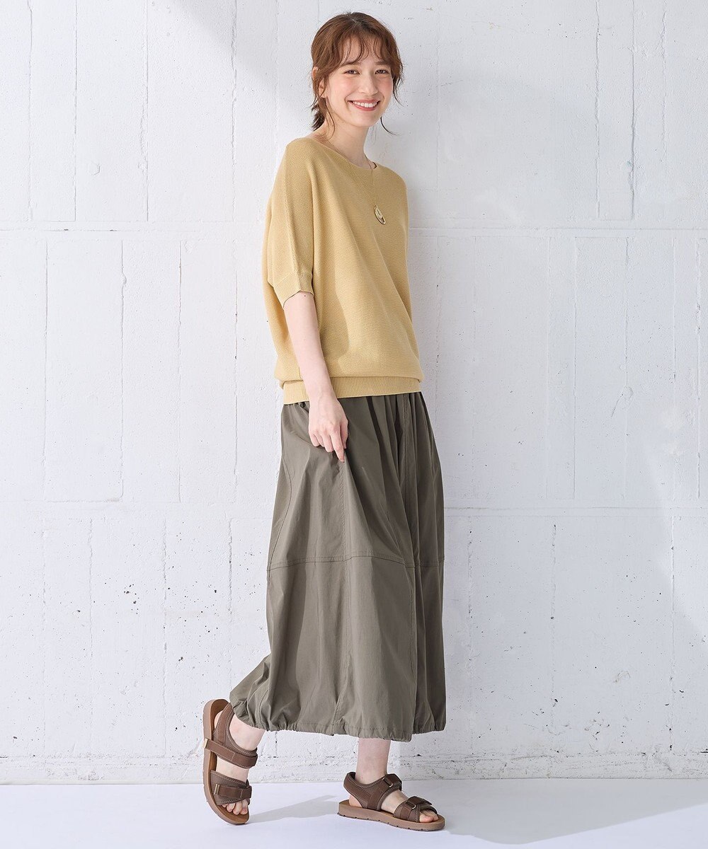 ANY 【洗濯機可/UVカット/アンチピリング】ハーフスリーブガーターニット 