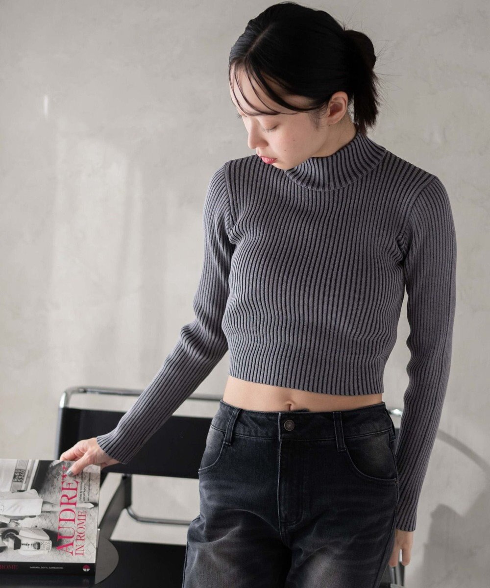 WEGO リブハイネックショートニット 