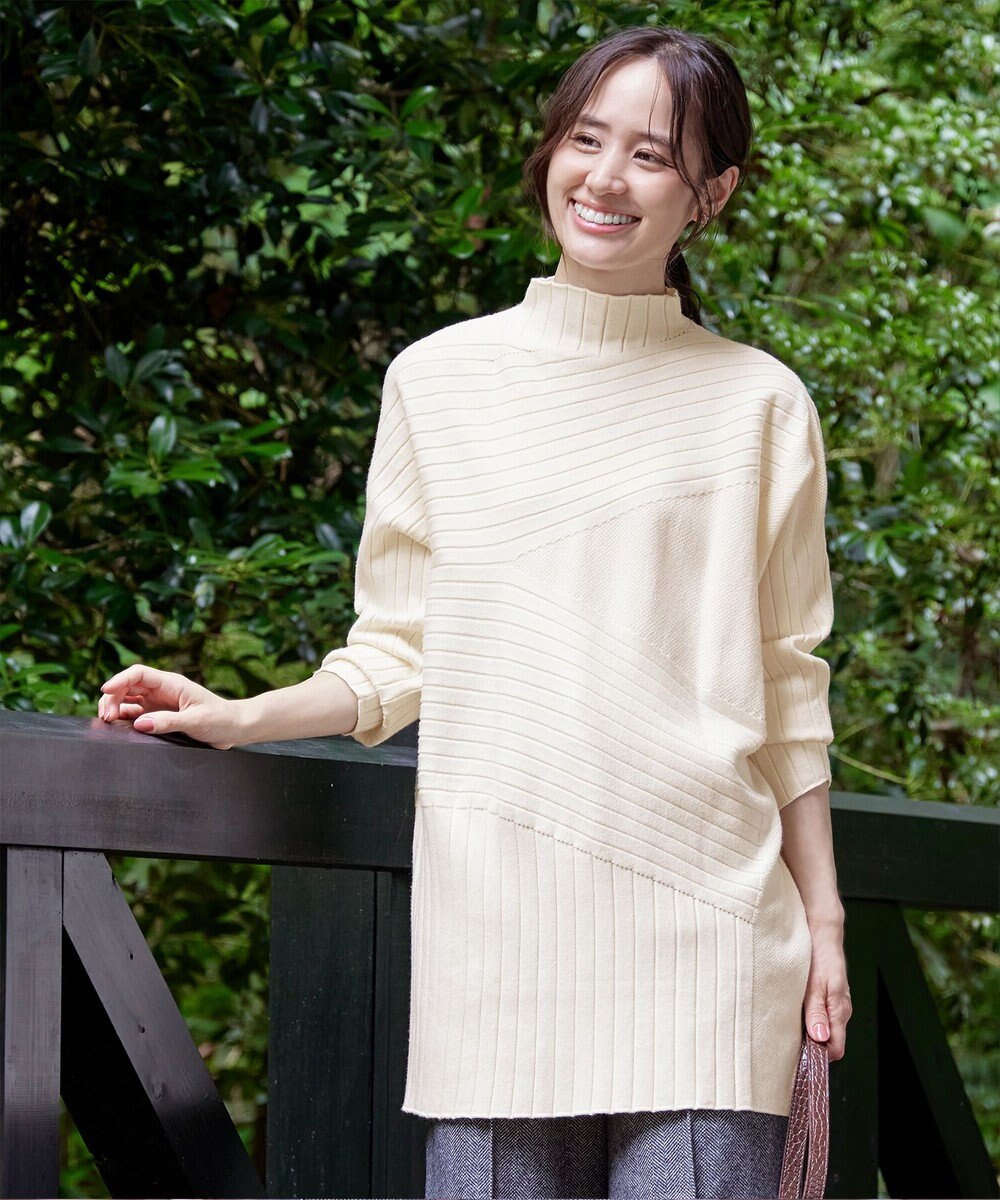 Tiaclasse 【新色追加・洗える】ランダムリブ編みドルマンニットチュニック 