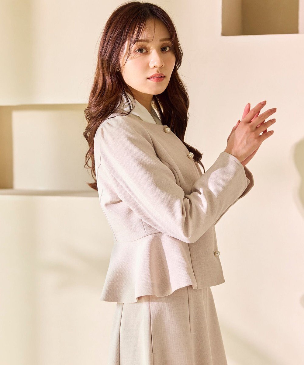 Feroux 【先行予約】パール釦ペプラムジャケット×スカート セットアップ 