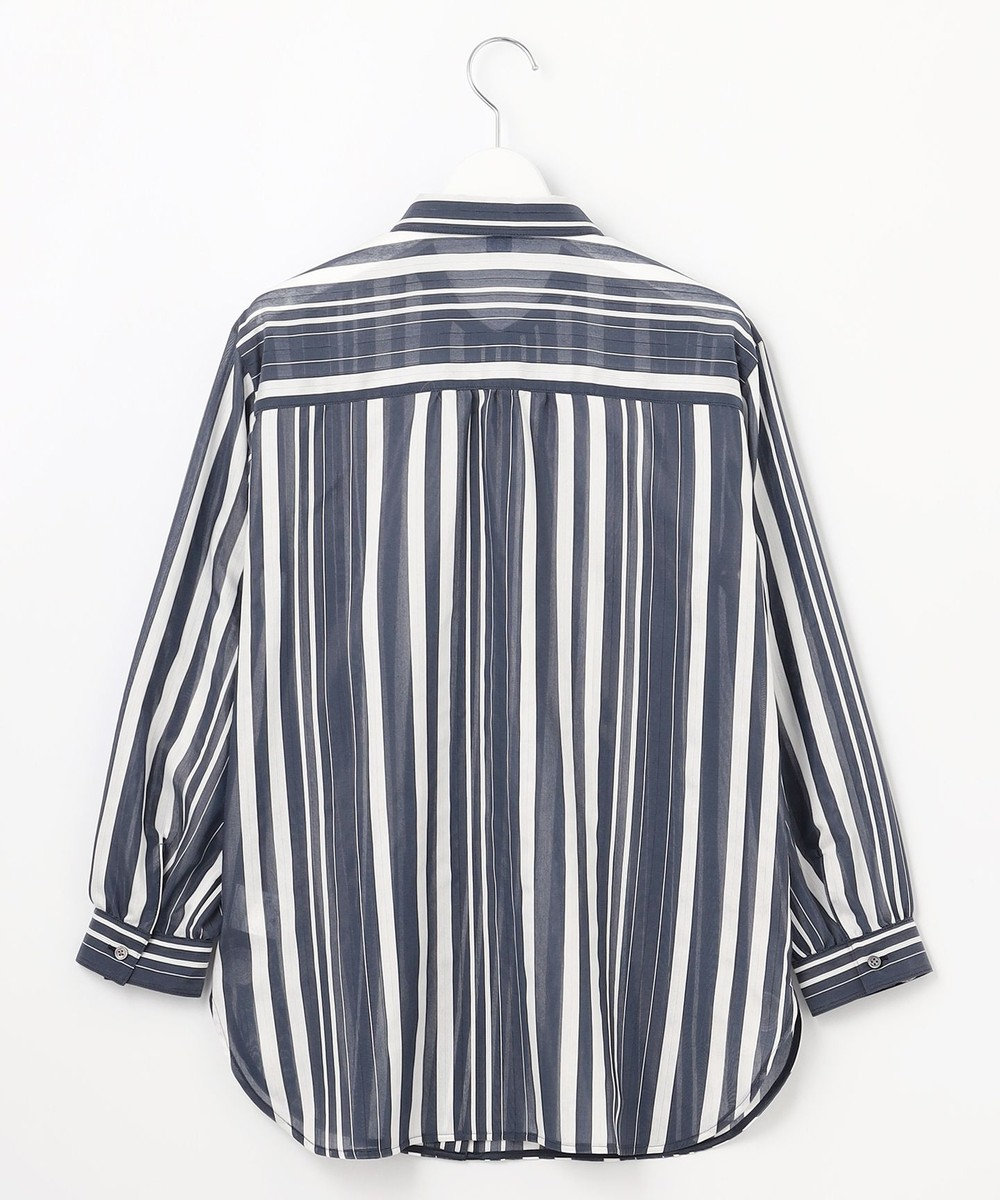 J.PRESS LADIES 【洗える】SHEER dobby ストライプ シャツカラー ブラウス 