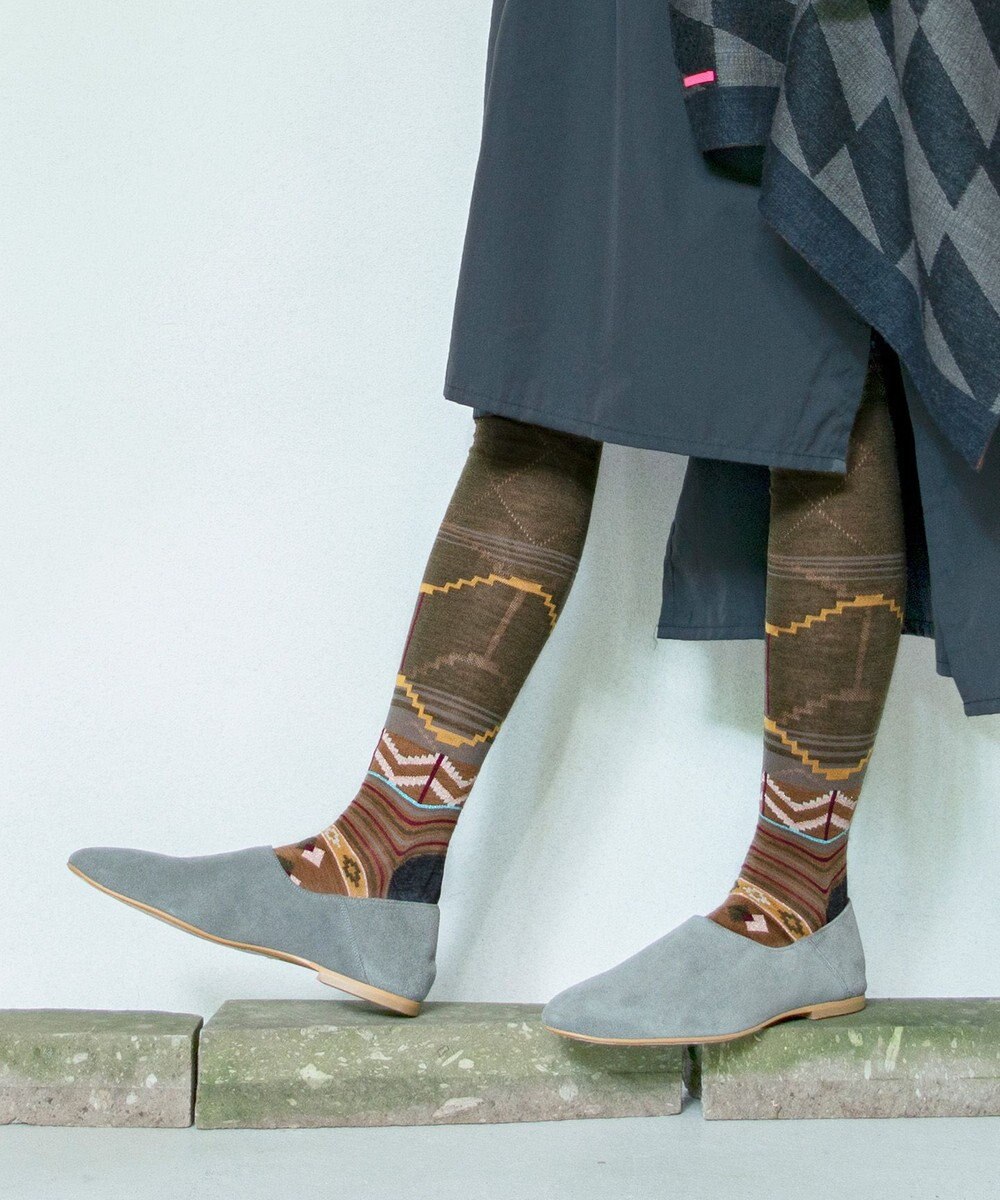 COQ サシコパッチワーク ハイソックス 