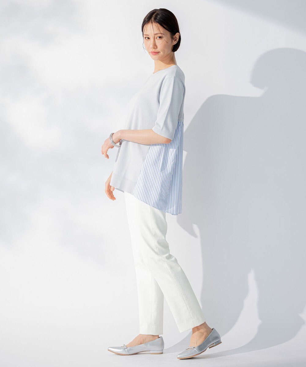 自由区 【洗える】ハイツイストコットンアセテート バックデザイン プルオーバーニット 