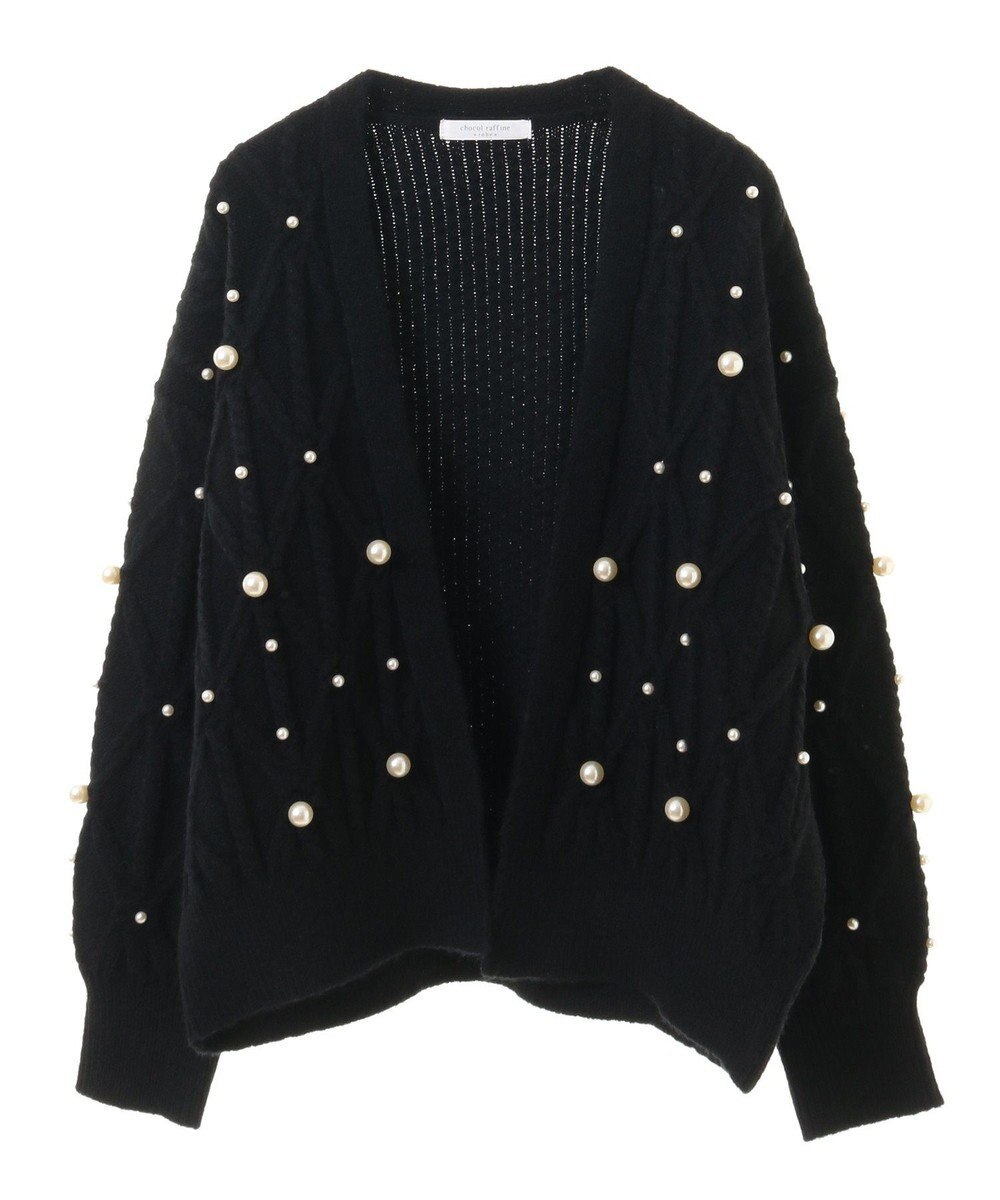 Green Parks パール付ケーブルニットカーディガン 