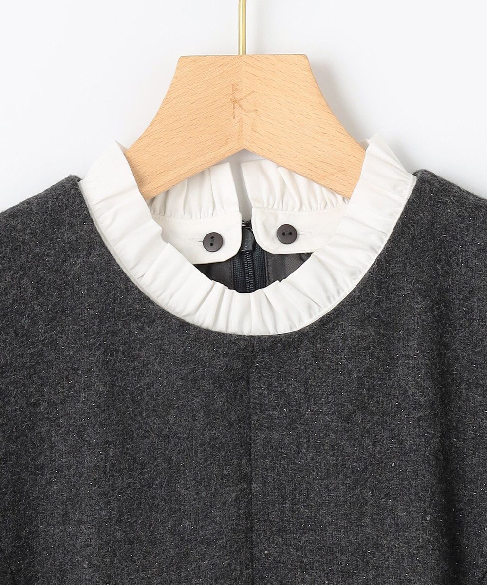 組曲 【2WAY】ラメフラノ フリル襟ワンピース 