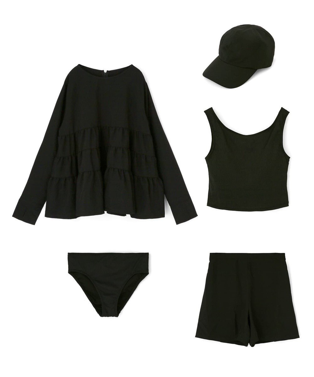 San-ai Resort（三愛水着楽園） 【WEB限定】5点セット キャップ付きUVカットタンキニ+ティアードラッシュセット水着【BeachQueen(ビーチクイーン）】 