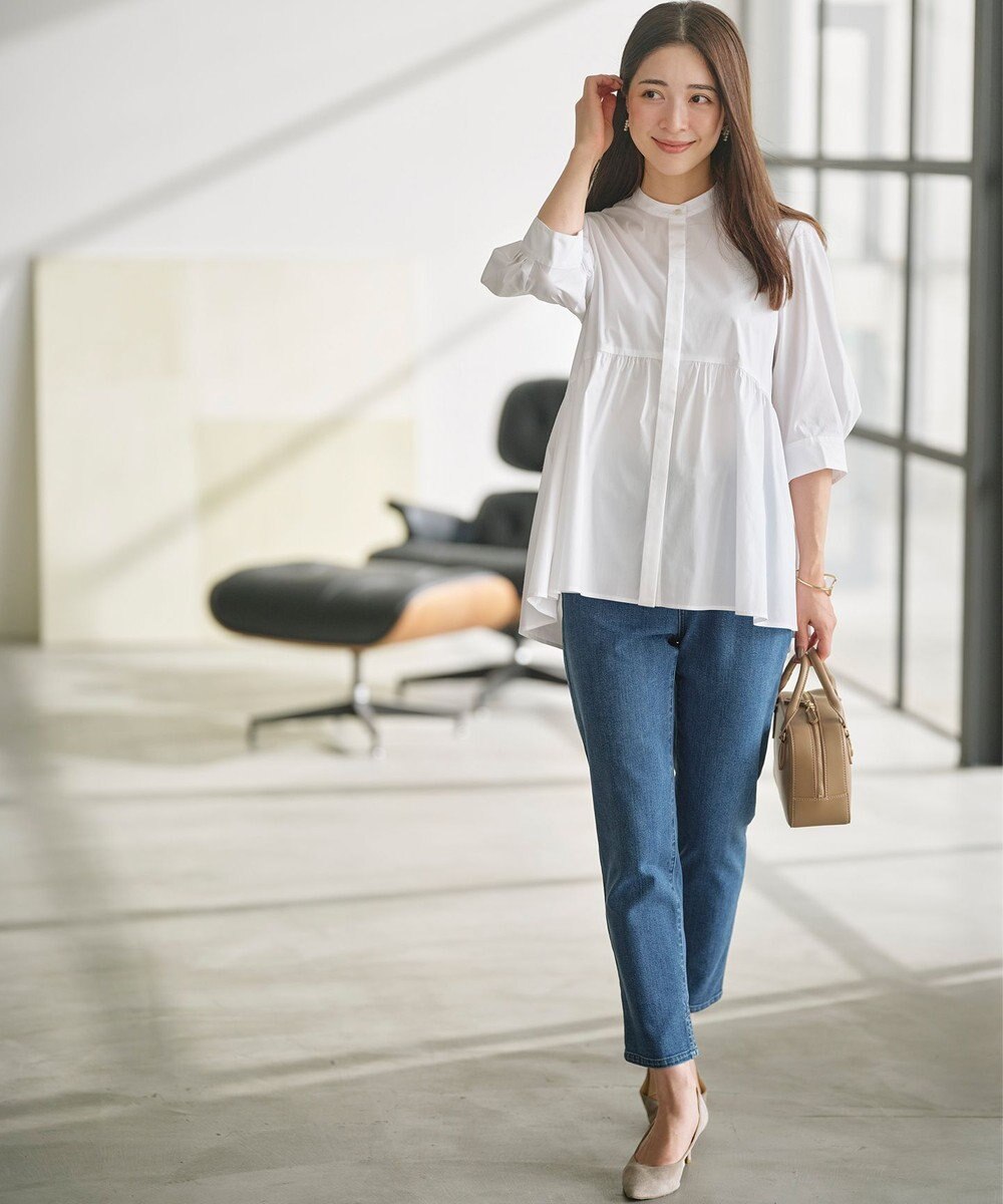 組曲 L 【WEB限定】コンパクトシャーティング ペプラムブラウス 