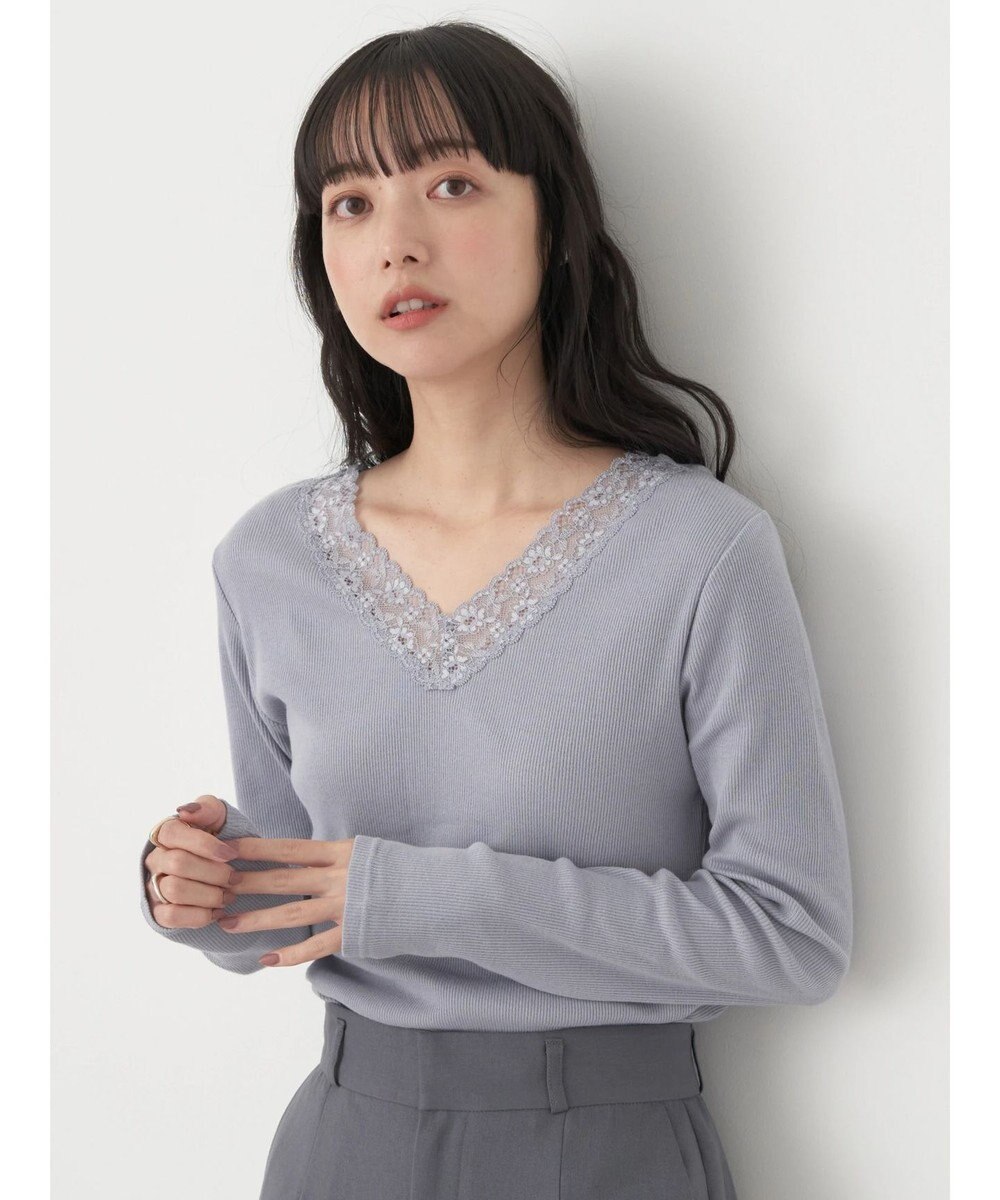 earth music&ecology レースＶネックテレコインナー 