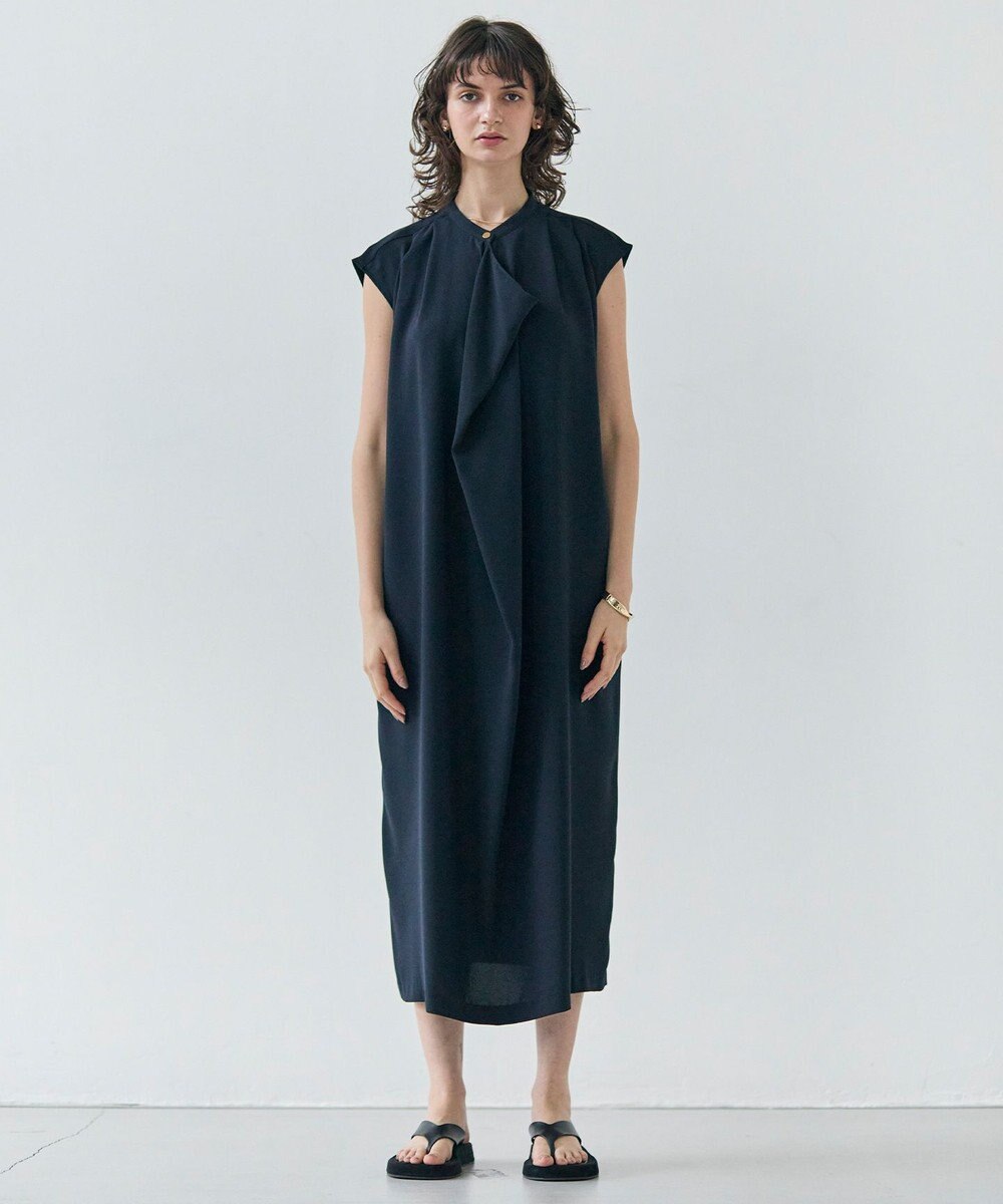 BEIGE， 【洗える】FLEUR / フロントドレープノースリーブドレス 