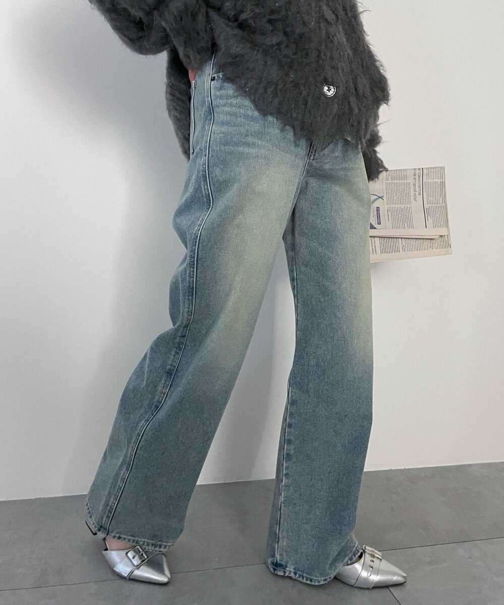 WEGO 【新色追加/美脚/XSSMLサイズ展開】ストレートデニムパンツ 