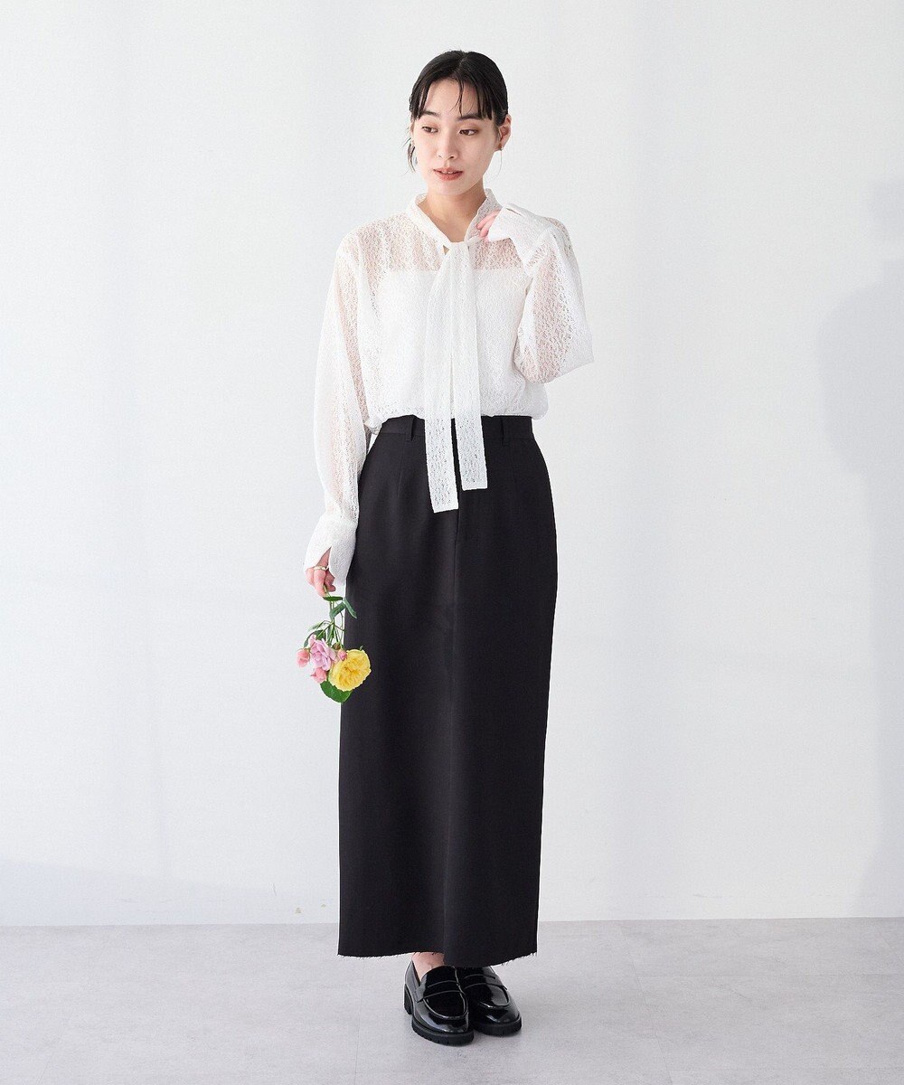 CRAFT STANDARD BOUTIQUE ＜セレモニー＞前後2WAYレースボウタイブラウス 