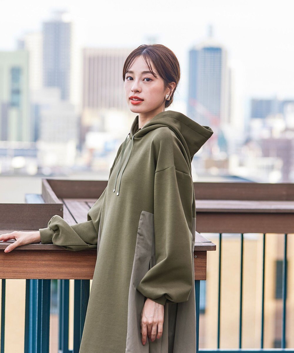 Tiaclasse 【洗える】ダンボール切替パーカーワンピース 