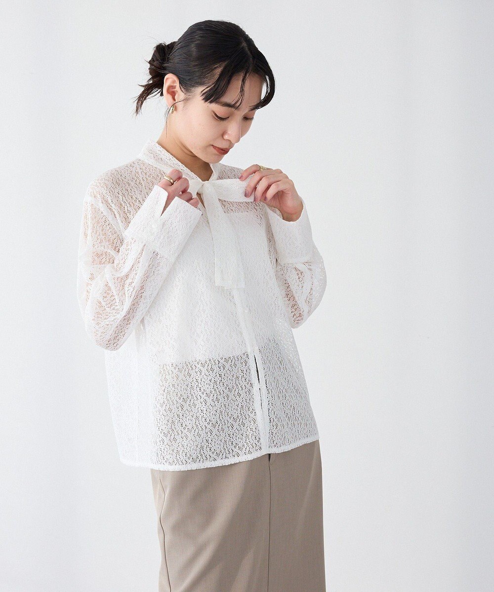 CRAFT STANDARD BOUTIQUE ＜セレモニー＞前後2WAYレースボウタイブラウス 