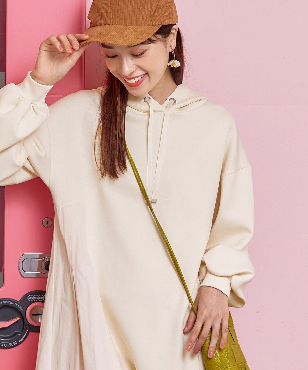 Tiaclasse 【洗える】ダンボール切替パーカーワンピース 