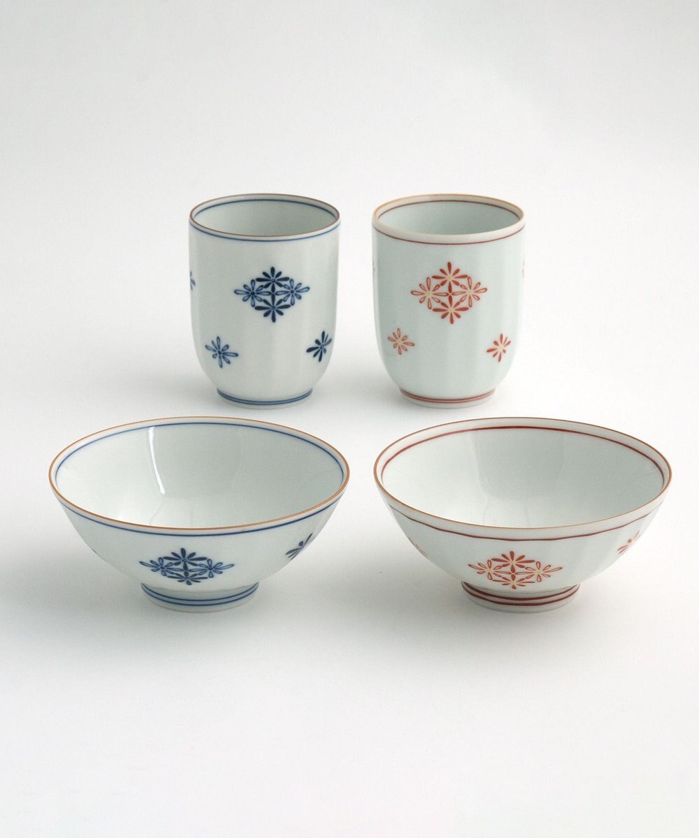 たち吉 【たち吉】菊菱夫婦揃〈茶碗2個・湯呑2個〉美濃焼 