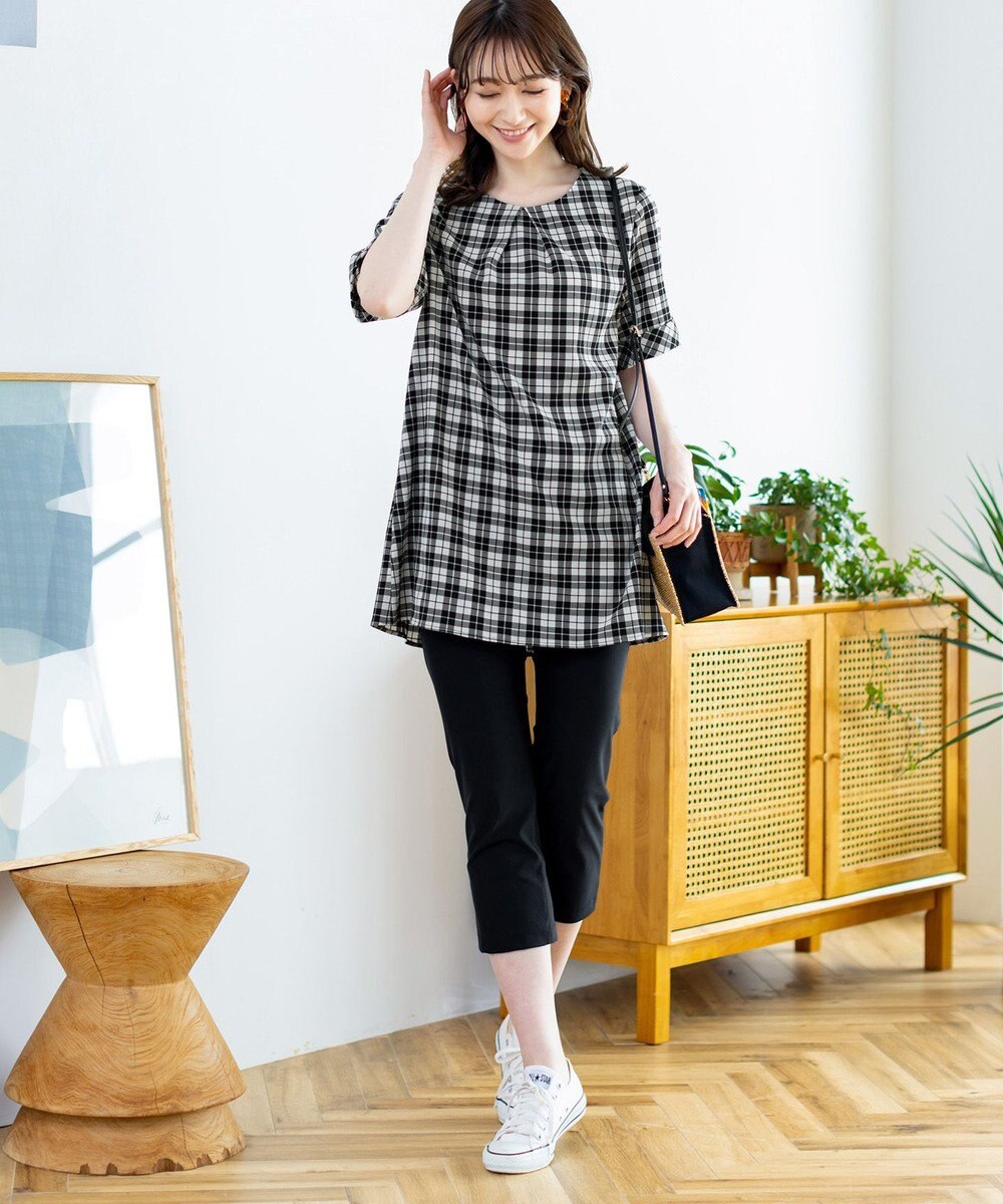 Tiaclasse L 【洗える】体型カバーも叶う幅広カフスチュニックブラウス 